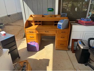 Oak roll top desk