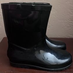 Kids Plastic Black Rain Boots Size 2 Y