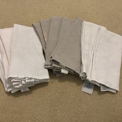 Williams Sonoma Cleaning Rags Lot 10 Cotton Towels White Gray