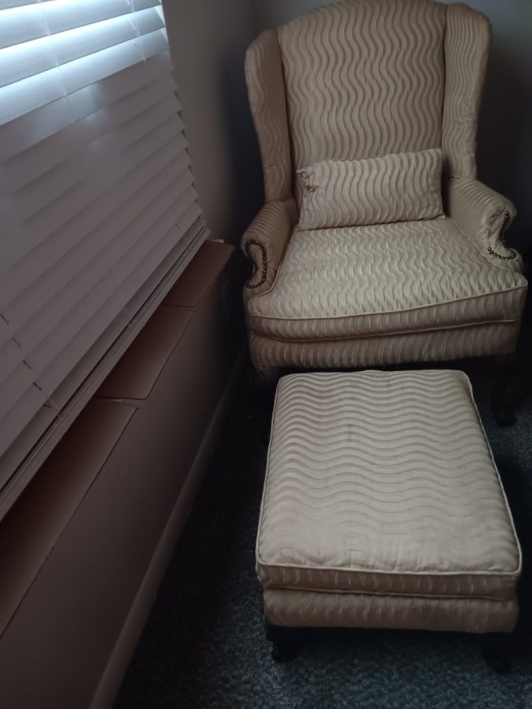 Beautiful WINGBACK CHAIR AND OTTOMAN.