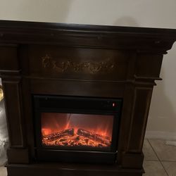 Electric Fireplace Heater with Wood Mantel – Works Great