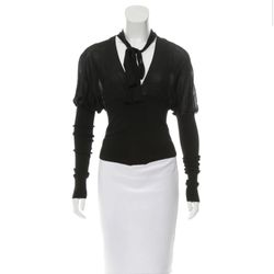Gucci Black Silk Long Sleeve Top XS Black Sheer