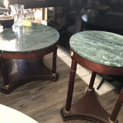 Green Marble And Cherry Wood Living Room Set