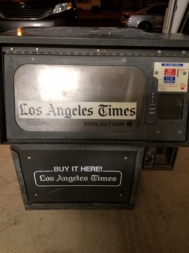 Vending Machine Newspaper Vend LA Times coin operated rare collectible Los Angeles paper