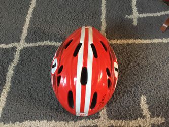 Red and white helmet