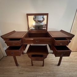 Wooden Dressing/Vanity Table with in-built Mirror 