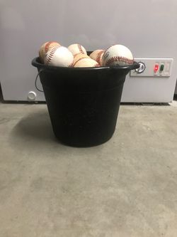 Bucket Of 25 Used Baseballs