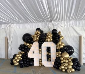 Marquee Numbers With Balloons All Around