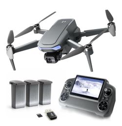 3-Axis Gimbal GPS Drone with 4K Camera YIKKEON Drone, 10000FT Range, 90Min Flight Time with 3 Batteries, 4.5" HD Screen Remote, Auto Return, Follow Me