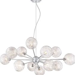 Possini Euro Picard 32" Wide Glass and Chrome Modern Chandelier
