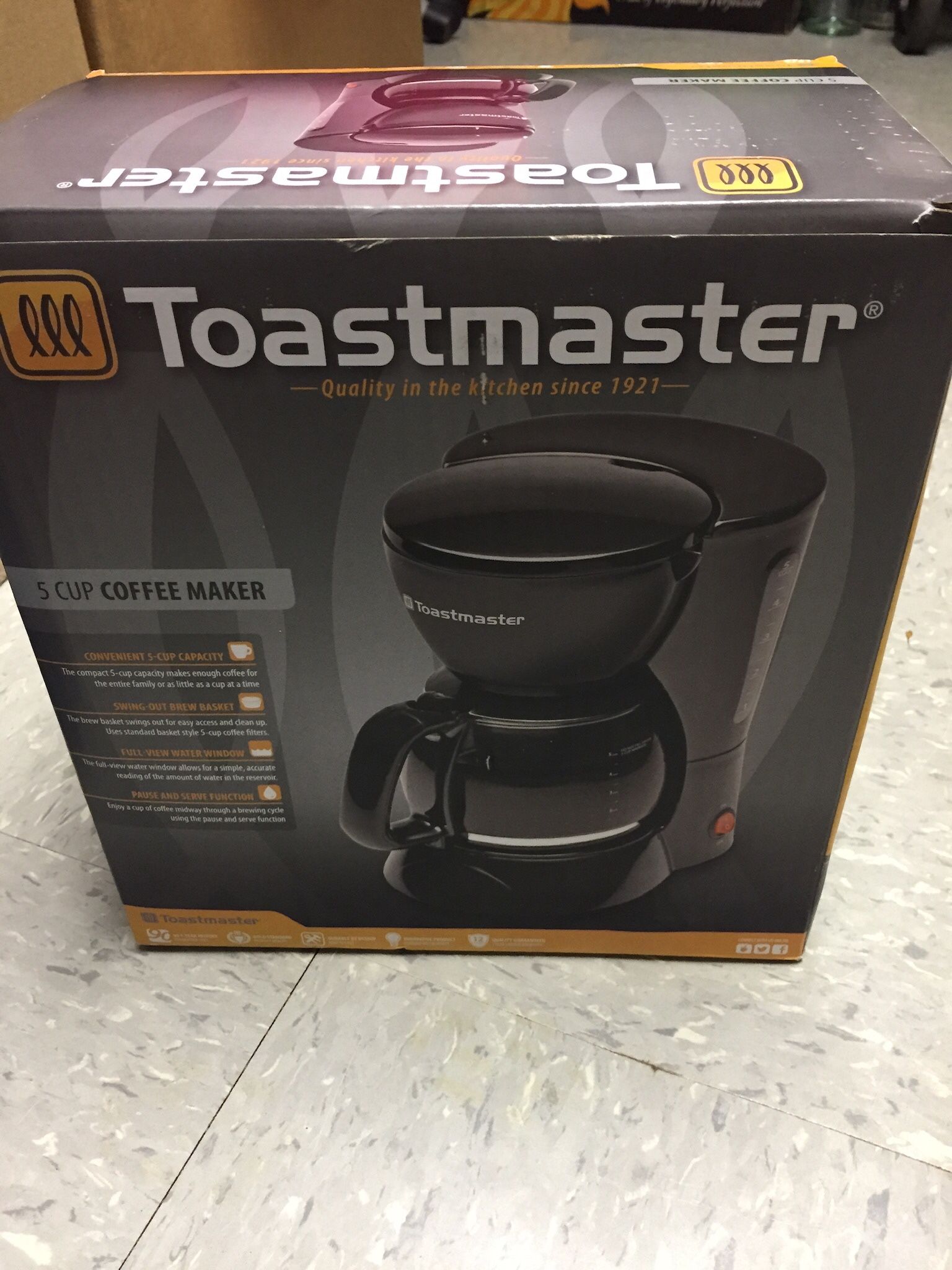 Toastmaster 5 top cup coffee maker