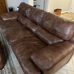 Flex steel Brown Leather Sofa, 84 Inches Wide