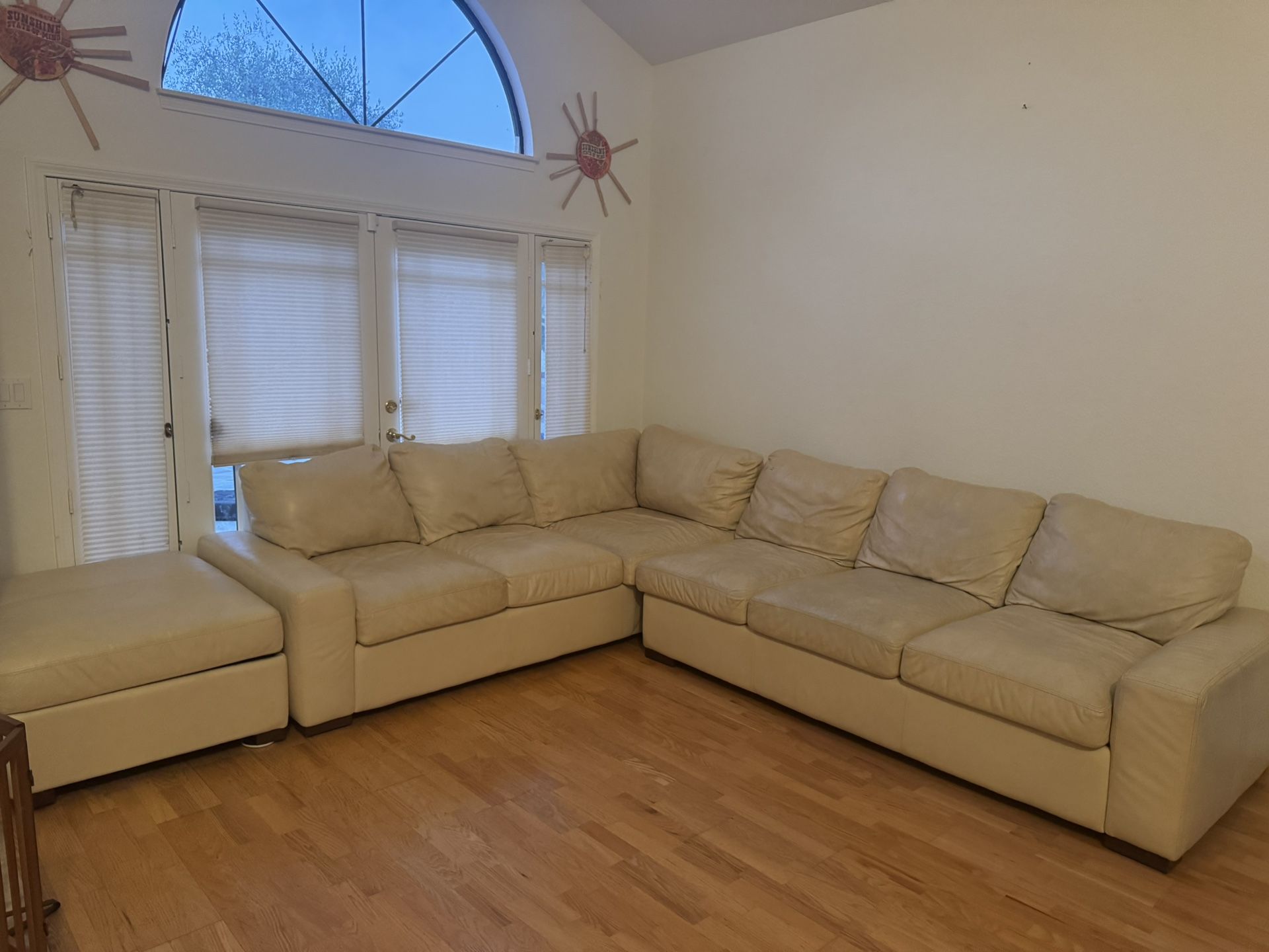 Cream White Leather Sofa