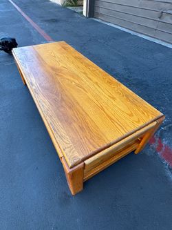 Oak Wood Coffee Table with Lower Shelf