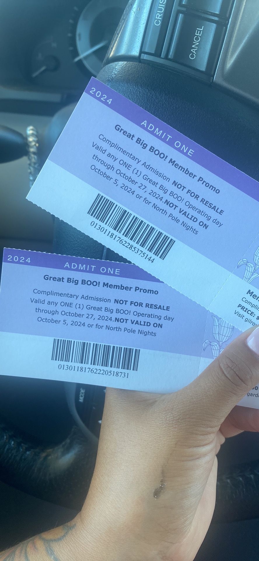 2 Gilroy Gardens Passes For The GREAT BIG BOO (children Under 3 Free)