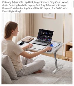 Potuopy Adjustable Foldable Lap Desk Light Gray