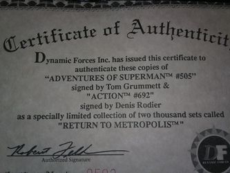 Signed DC Superman comics with certificate of authenticity