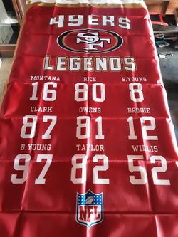 SAN FRANCISCO  49ERS LEGENDS MONTANA RICE NEW 3X5FT POLYESTER FLAG BANNER NINERS 
