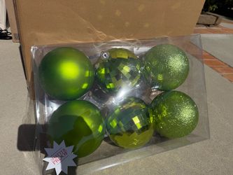 Green Shatterproof Christmas Ornaments Set of 6