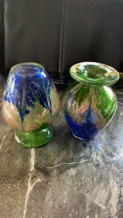 Art Glass Vases Set of Two