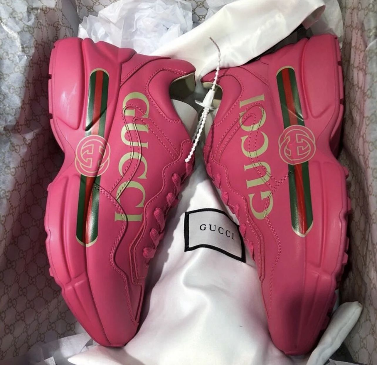 Pink gucci rhyton sneakers new arrivals