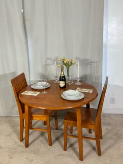 Space Saver Double Drop Leaf Kitchen Dining Table & 2 Chairs PERFECT FOR STUDIO!
