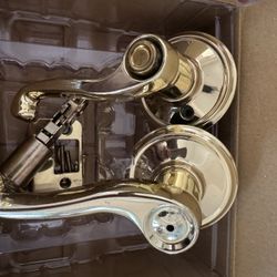 Gold Brass Door Handles for Indoor Use Bedroom Bathroom (with Locks)