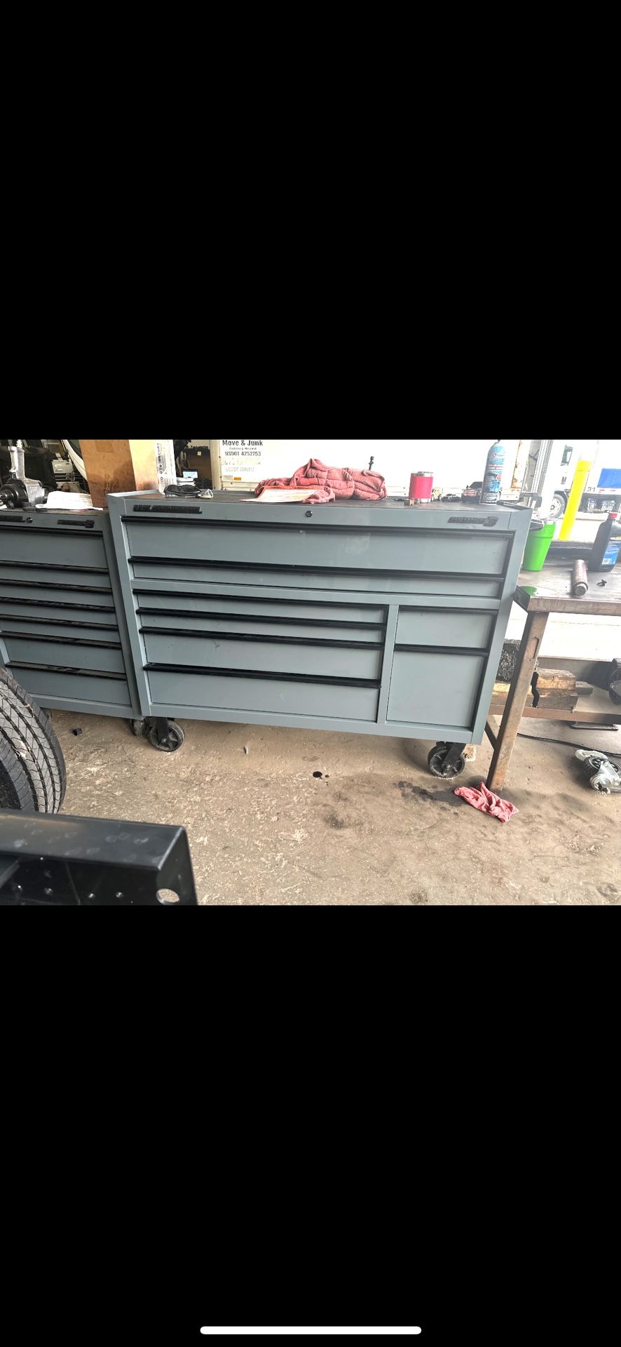 US General 56 inch toolbox and 27 inch roll cart