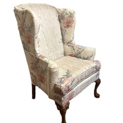 Vintage Queen Anne Wingback Granny Arm Chair 