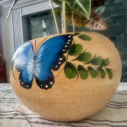 🦋 Beautiful: 11 Inch Hand Painted Ceramic Planter-Large  🪴 