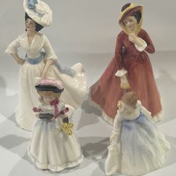 4 Royal Daulton Figurines-Margaret 1981-Julia 1974-Andrea 1984-Sharon 1983