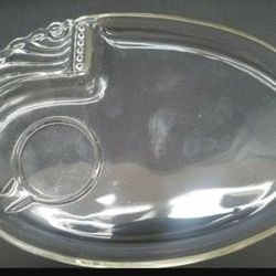 Hazel Atlas 1950s Parti-ade Oval Clear Glass Wavy Beaded Snack Dishes Set of 4