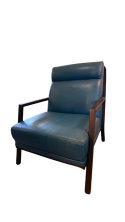 Faux Leather Blue Accent Chair