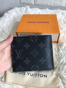 Designer men’s black leather wallet Monogram LV print