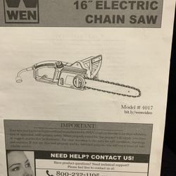 WEN 16” Electric Chain Saw
