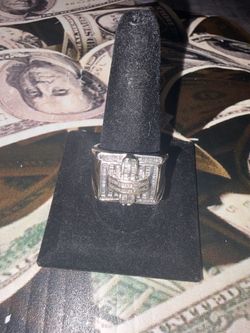34108-1 10KWG MENS DIA BAGGET CLUSTER RING