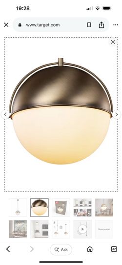 Globe Electric York Gold Pendant Light w/ Frosted Glass – New