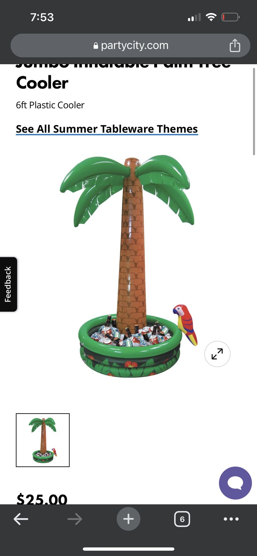 Jumbo Inflatable Palm Tree Cooler 