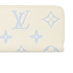 LOUIS VUITTON Zippy, letter embossed, zip closure, cowhide leather, women's wallet, sea salt cheese blue and white color scheme(103)64