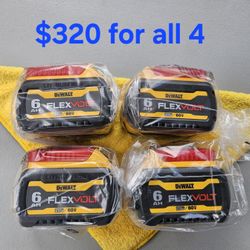 $320 New Dewalt 6.0ah FLEXVOLT Battery Set of 4x(four batteries)
