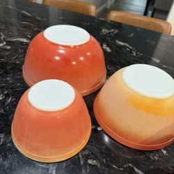 Vintage Pyrex Flameglo  Mixing Bowl Ombre Red Orange