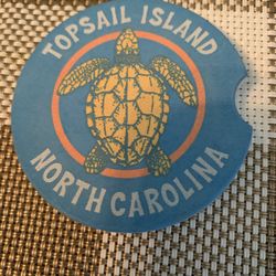 New Stone Car Coaster Absorbs Water, Has Turtle W/ Topsail North Carolina Design Printed On It