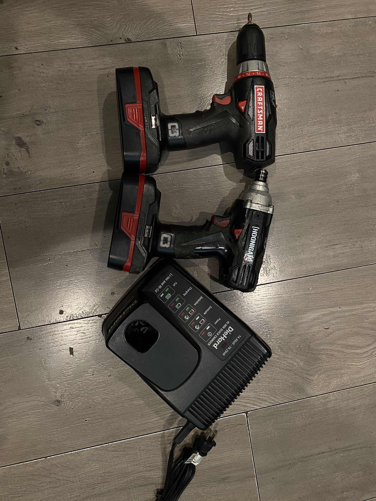 CRAFTSMAN DRILLS WITH NEW BATTERIES AND NEW CHARGER