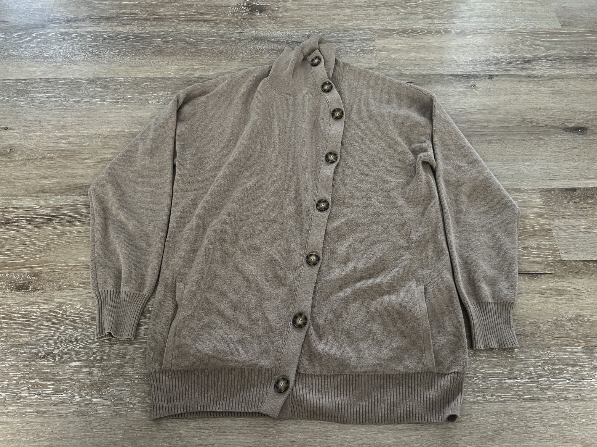 NAADAM Cotton Cashmere Blend Cardigan Sweater Pockets Beige Mens Size S