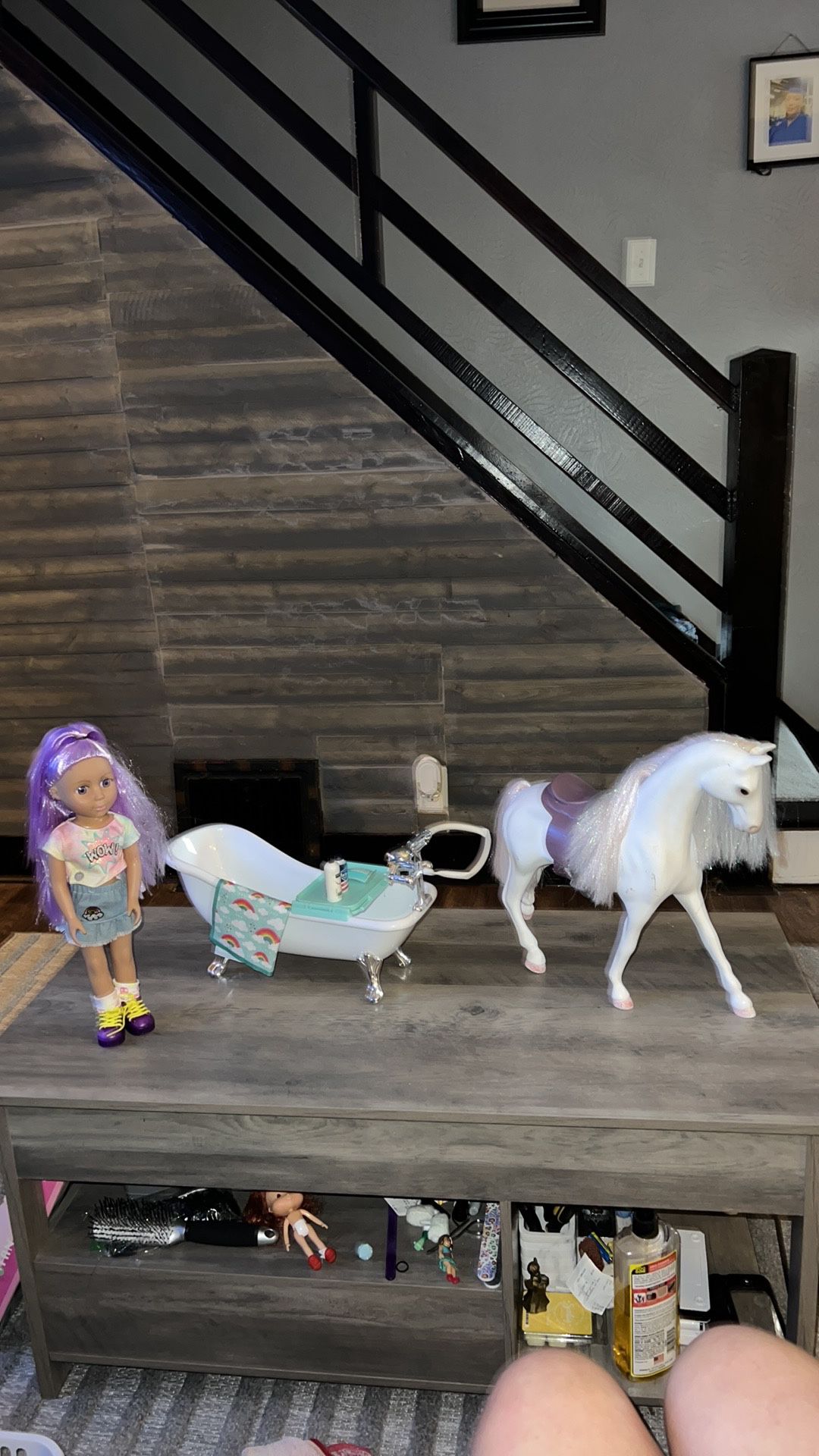 Glitter Girls by Battat Doll W/Purple Hair - Starlight 14" Toy Horse - Bathtub and Accessories