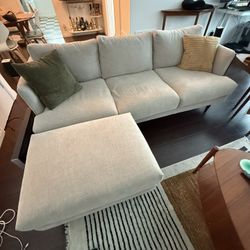 2 Sofa Mid Century Couch Set And Ottoman