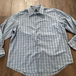 Men’s Blue Long Sleeve Button Shirt Size 17.5 XL By Van Heusen #5