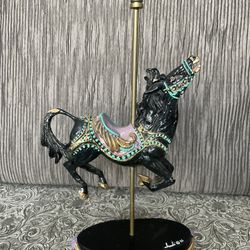 Judi 's Pastime Collectibles Vintage Black Horse On Carosel 1986 11 inches tall 