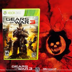Gears of War 3 (Xbox 360) Complete CIB Manual + Sticker Pack Tested Excellent