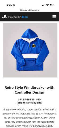 Brand New Playstation Retro Style Windbreaker/Hoodie with Controller Design